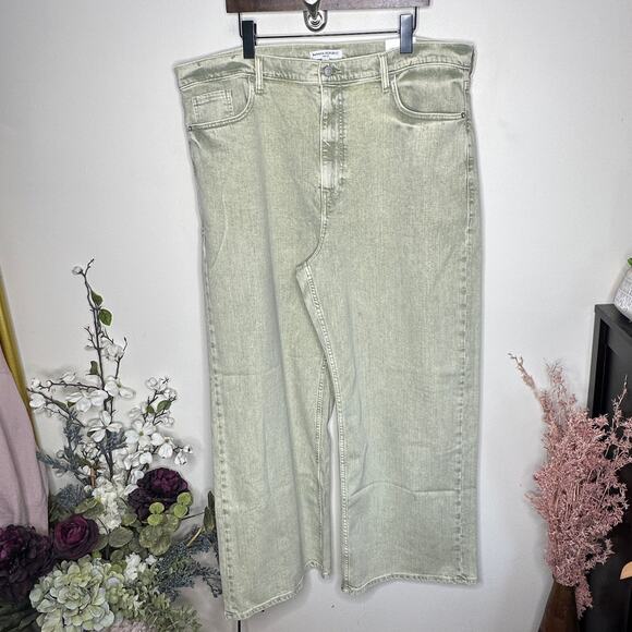 BANANA REPUBLIC 2025 The Icon Classic Wide-Leg Jean Sage Green Sz 35 NWT {BB22} - Picture 2 of 6